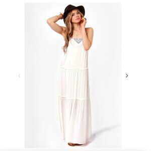 Quiksilver Chula Vista Embroidered Ivory Maxi Dress